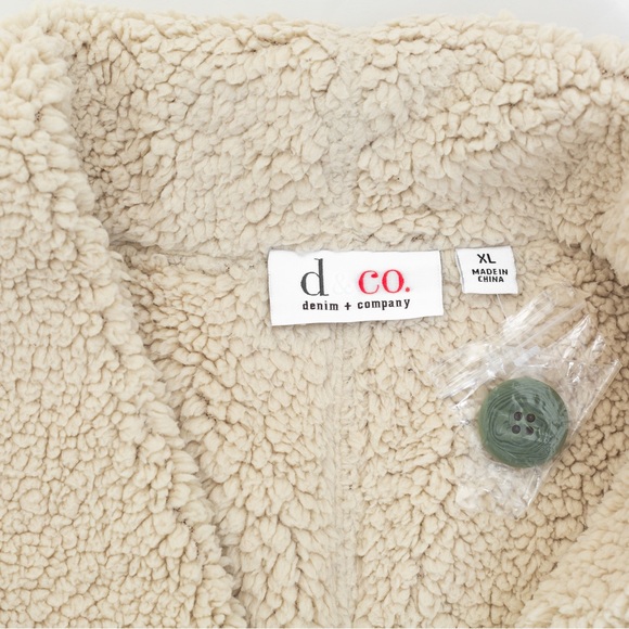 Gorpcore cozy warm faux Suede vest wide collar sherpa lining green Denim & Co XL - Picture 11 of 14